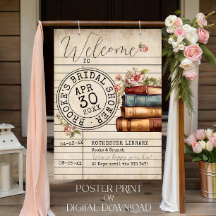 Brautparty-Willkommensgruß mit Vintage-Blumenbüche Poster
