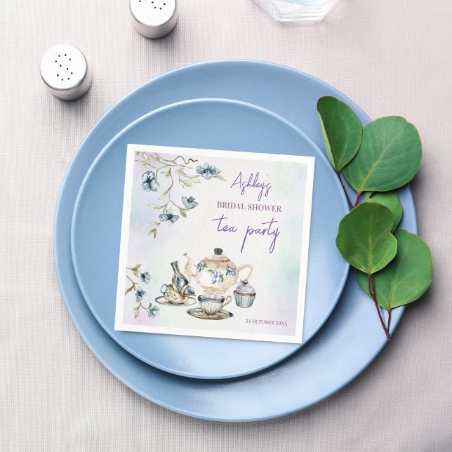 Brautparty zum Blumentee-Party Serviette (French Floral  bridal shower tea party personalized printed Napkins template table decor)