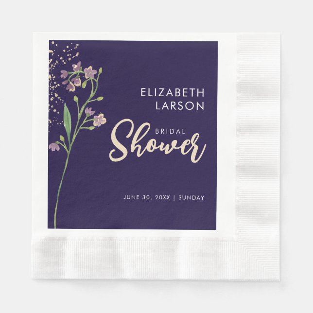 Brautparty zur Wildblume von Goldfolie Serviette (Vorderseite)
