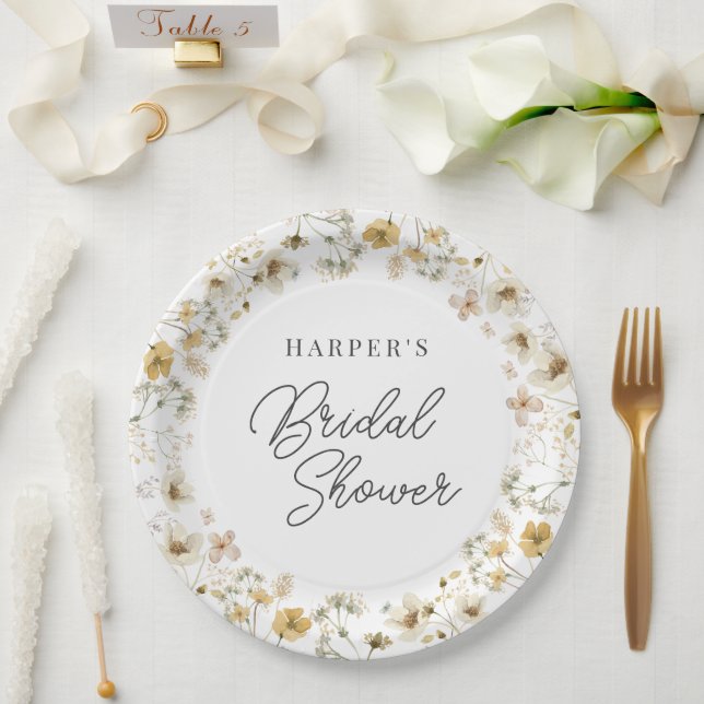 Brautparty zur Wildblume von Wasserfarben Pappteller (Hochzeit)