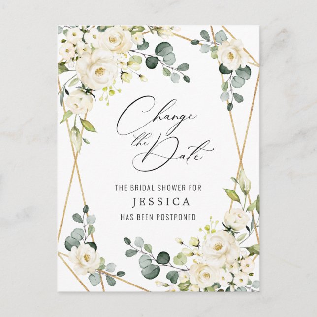 Brautparty Zurückgestellt Datum Elegante Rosen Postkarte (Vorderseite)