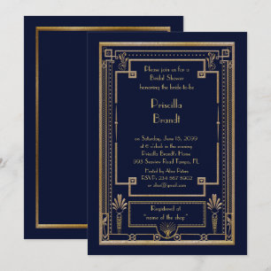 Brautpartyeinladung, große Gatsby Goldmarine Einladung
