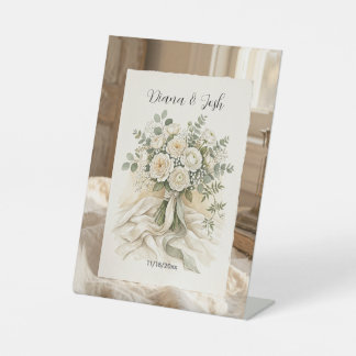 Brautrosenstrauß Hochzeitsflorales Dankeschön-Kart Sockelschild