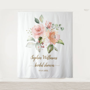 Brautschauer-Hintergrund - Rosen in Blush-Pink Wandteppich