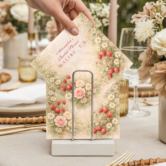 Brautschauer im Erdbeerrosé-Garten Serviette (Von Creator hochgeladen)