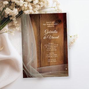 Brautschleier Scheune Holz Land Post Hochzeit Früh Einladung