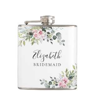 Brautschmuck-Rosa-Grün-Brautparty-Flasche Flachmann