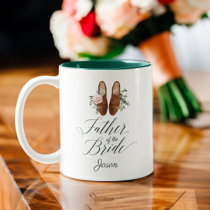 Brautschuh des Vaters in Wasserfarbe mit floralem  Zweifarbige Tasse