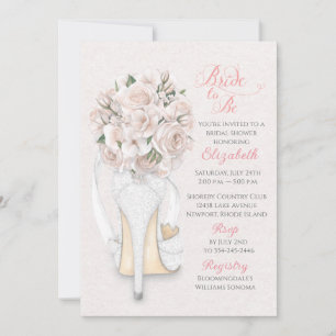 Brautschuh mit Blumenstrauß Brautparty-Einladung Einladung