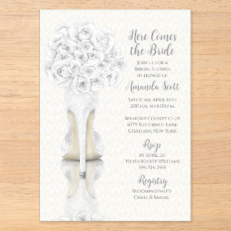Brautschuh und Bouquet Brautparty-Einladung Acryleinladungen