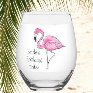 Brautschwarm   Flamingo-Junggesellinnenabschied Weinglas Ohne Stiel