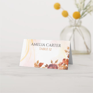 Brautsepia-Botanik-Herbst-Hochzeitsplatzkarte Platzkarte