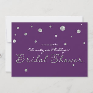 BRAUTSHOWER Lila & Silber Glitter Moderne Karte