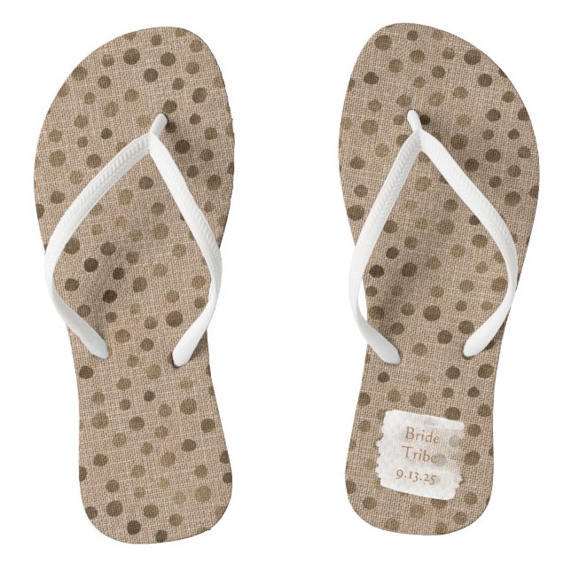 Brautstamm Hochzeitdatum Brautparty Lässiger Spaß Flip Flops (Fußbett)