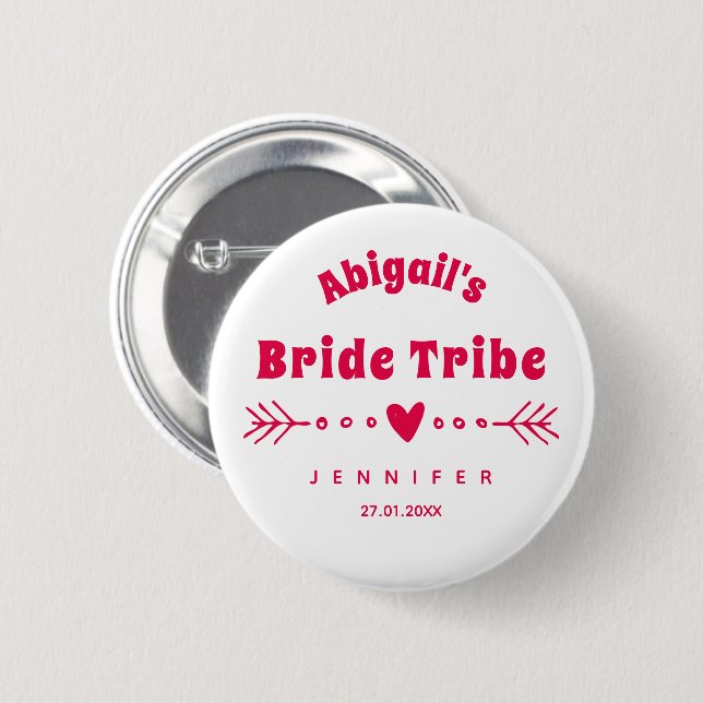 Brautstamm - Hot Pink Bachelorette / Brautparty Button (Vorne & Hinten)