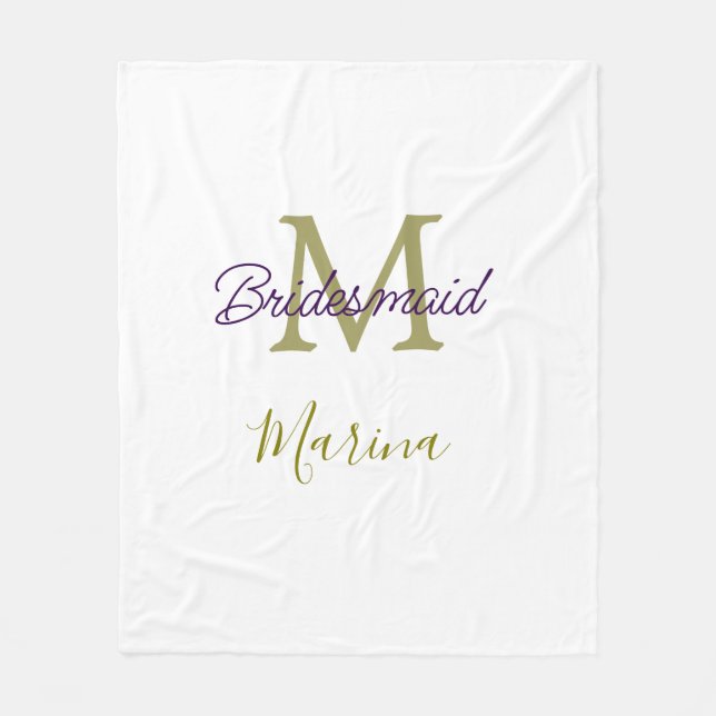 Brautstamm-Monogramm-Junggesellinnenabschied einfa Fleecedecke (Vorderseite)