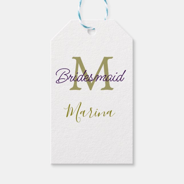 Brautstamm-Monogramm Junggesellinnenabschied einfa Geschenkanhänger (Vorderseite)