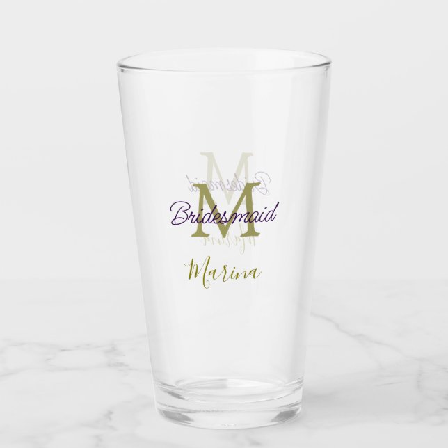 Brautstamm-Monogramm-Junggesellinnenabschied einfa Glas (Vorderseite)