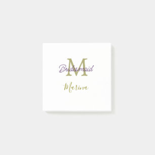 Brautstamm-Monogramm-Junggesellinnenabschied einfa Post-it Klebezettel