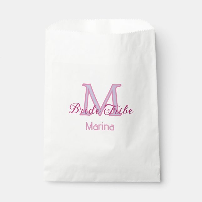 Brautstamm-Monogramm rote Brautparty einfach mini Geschenktütchen (Vorderseite)