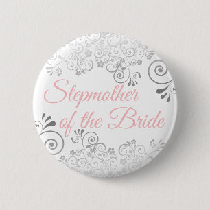 Brautstiefmutter der Braut Pink & Grau Button