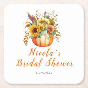 Brautstrauß aus Kürbisblüten für die Bridal Shower Rechteckiger Pappuntersetzer