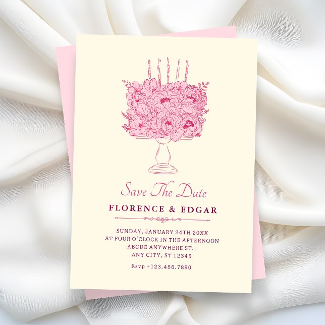 Brautstrauß aus rosa Blumen Save The Date (Von Creator hochgeladen)