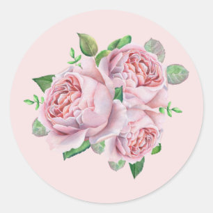 Brautstrauß aus rosa Rosen, florale Aufkleber