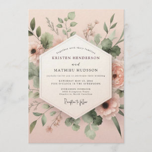 Brautstrauß Blush Sage Aquarelle Flora Einladung