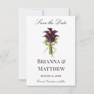 Brautstrauß Burgunder-Calla-Lilie mit elfenbeinfar Save The Date