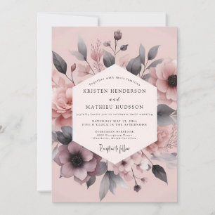 Brautstrauß Charcoal Floral Eleganz Hochzeit Einladung
