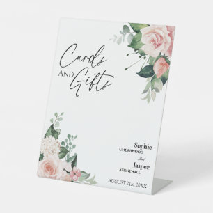 Brautstrauß Floral Weiße Hochzeitskarten und Gesch Sockelschild