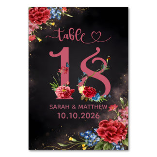 Brautstrauß Florale Hochzeit Tisch Nummer 18 Karte