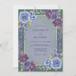 Brautstrauß Immergrün-Mauve-Rose Einladung