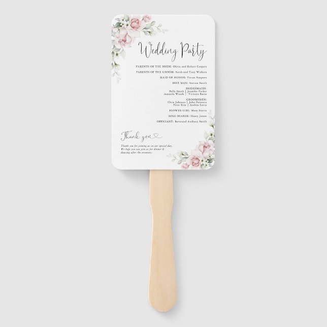 Brautstrauß Rosa Rosen Hochzeitsprogramm Hand Fächer (Rückseite)