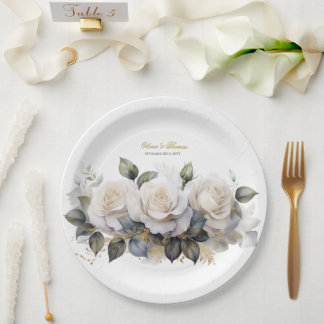 Brautstrauß Weiße Rose Pappteller