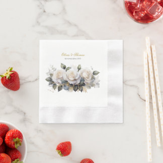 Brautstrauß Weiße Rose Serviette