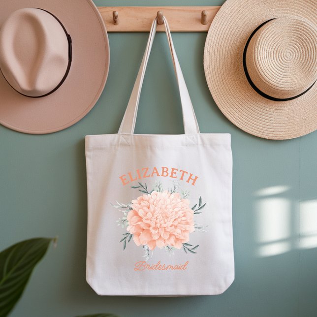 Brauttasche mit individuellem Korallenblumenmuster Tragetasche (bridal party tote, coral bridesmaid gift, floral wedding bag, custom bridal tote, bachelorette tote,)