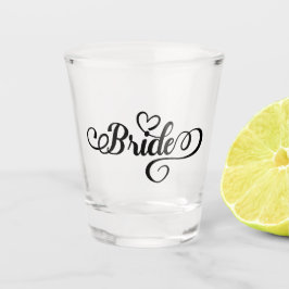 Brauttypografie mit Herz-Hochzeit Schnapsglas