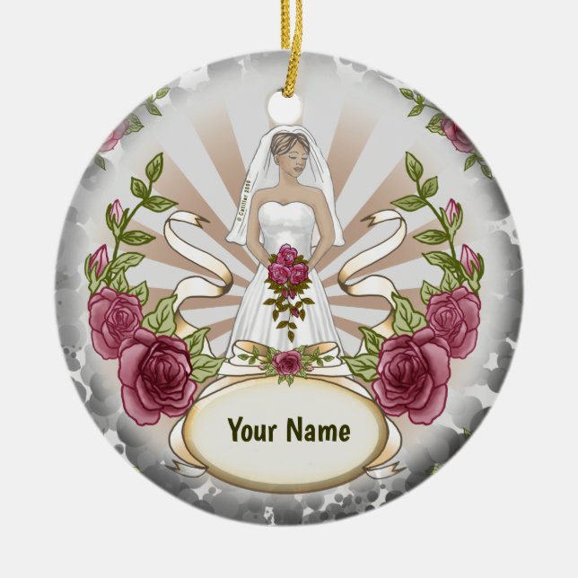 Brautverzierung von Rose Keramik Ornament (Vorne)
