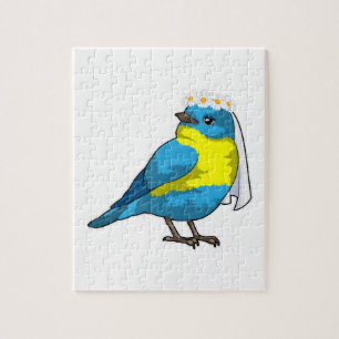 Brautvogel mit Blumenkranz