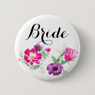 Brautwatercolor-Blumen-Knopf Button
