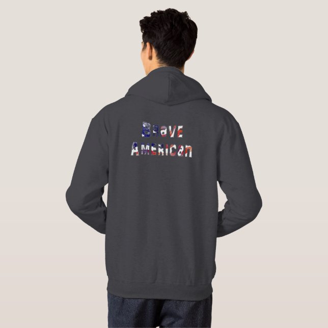 Brave amerikanischer bedrückter Text Hoodie (Schwarz voll)