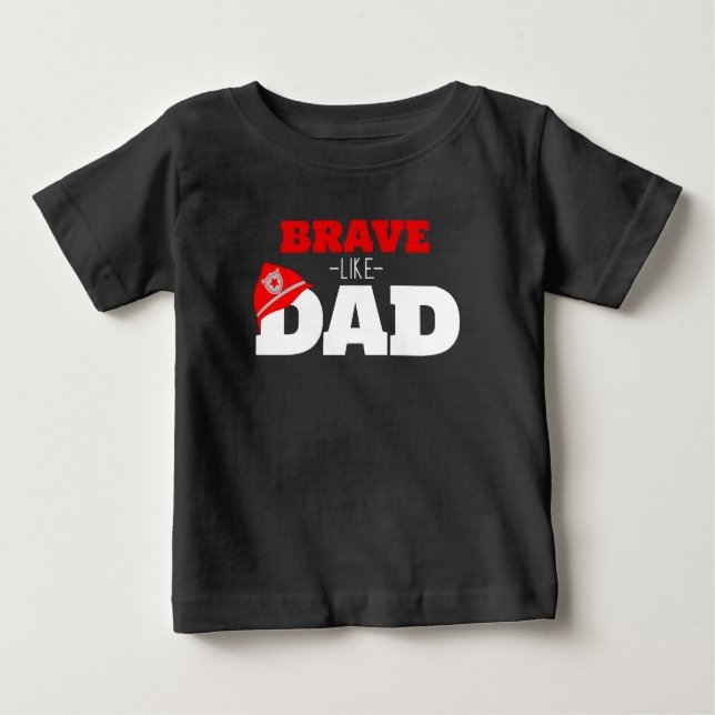 Brave Comme Papa Firefighter T-shirt noir (Devant)