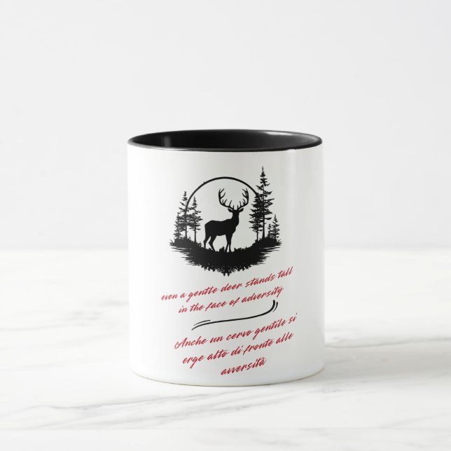 Brave Deer konfrontiert Gefahren Inspiration Tasse (Zentrum)