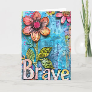 *~**~ BRAVE Doodle Art Colorful Whimsical Blume Dankeskarte