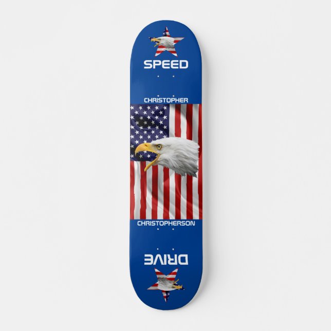 Brave Eagle, The American Flag, Patriotic Skateboard (Vorne)