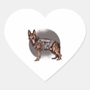 Brave German Shepherd Police Dog Herz-Aufkleber