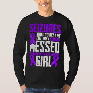 Brave Girl Epilepsy Warrior Saying Epilepsy Awaren T-Shirt