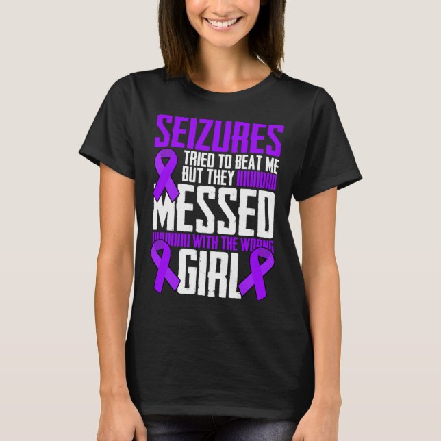 Brave Girl Epilepsy Warrior Saying Epilepsy Awaren T-Shirt (Vorderseite)